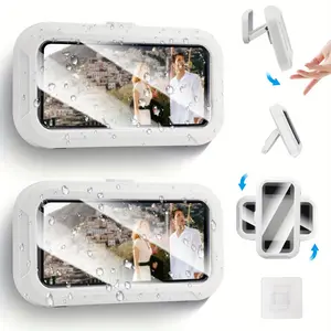 1pc Shower Phone Holder - 360 °   Rotation & Adjustable Angle, Wall Mounted for Bathroom/ Bathtub/ Mirror/ Kitchen, Universal 6.8" Smartphone Mount (Upgraded Version), Perfect Holiday Gift for Friends and Family