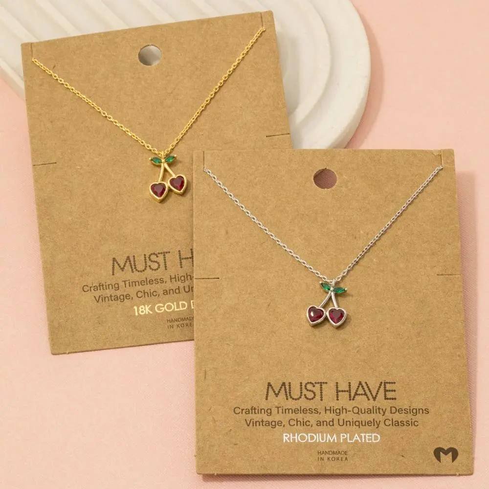 Mini Cherry Heart Pendant Necklace