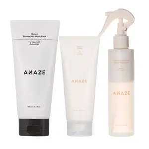 [ANAZE] Glass Hair Bundle｜Blonde Hair Mask Pack + Mellow Cream + Leave-in Collagen Serum Treatment