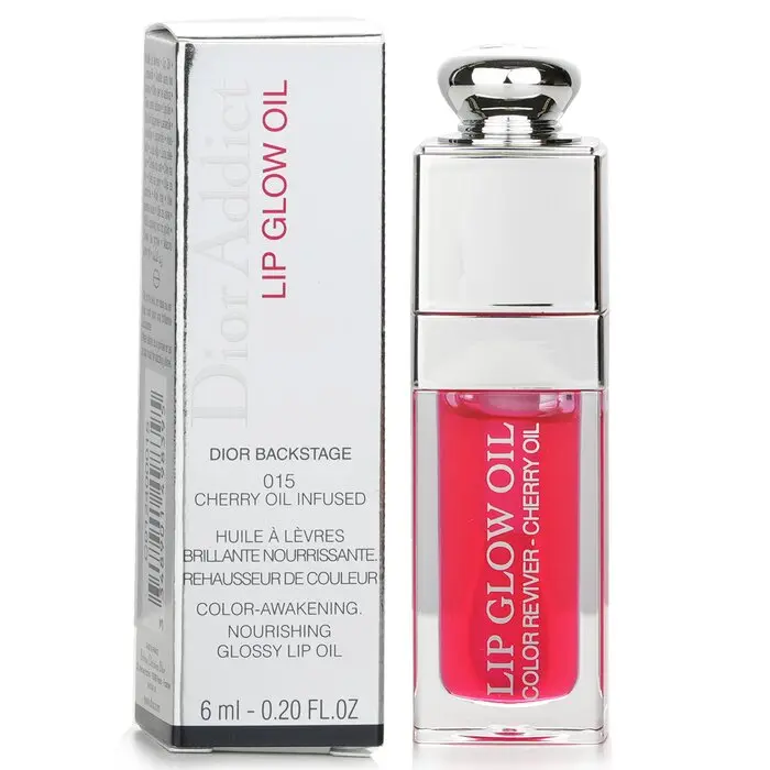 DIOR Addict Lip Glow Oil - #015 Cherry, Makeup Cosmetic for Moisturizing & Hydrating Lips, Includes Mirror, Gloss