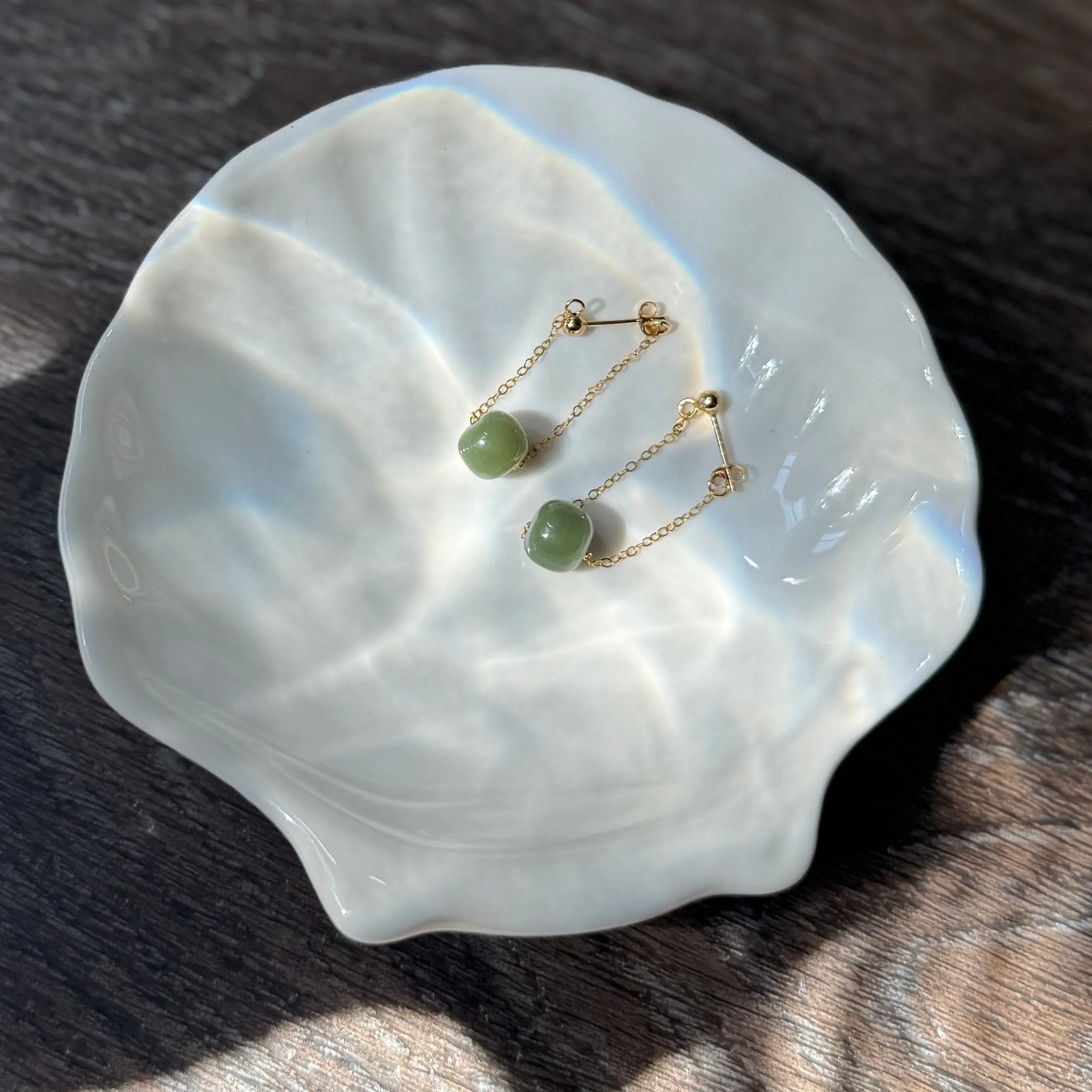 Natural Hetian Jade Drop Earrings