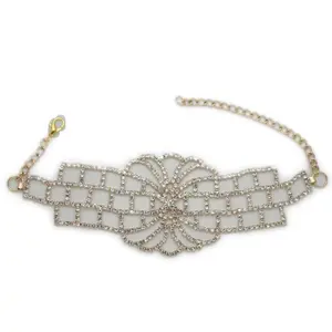 Trendy Fashion Jewelry Women Fancy Western Boot Chain Gold Metal Bling Bracelet Anklet Big Silver Flower Charm Sexy Bridal