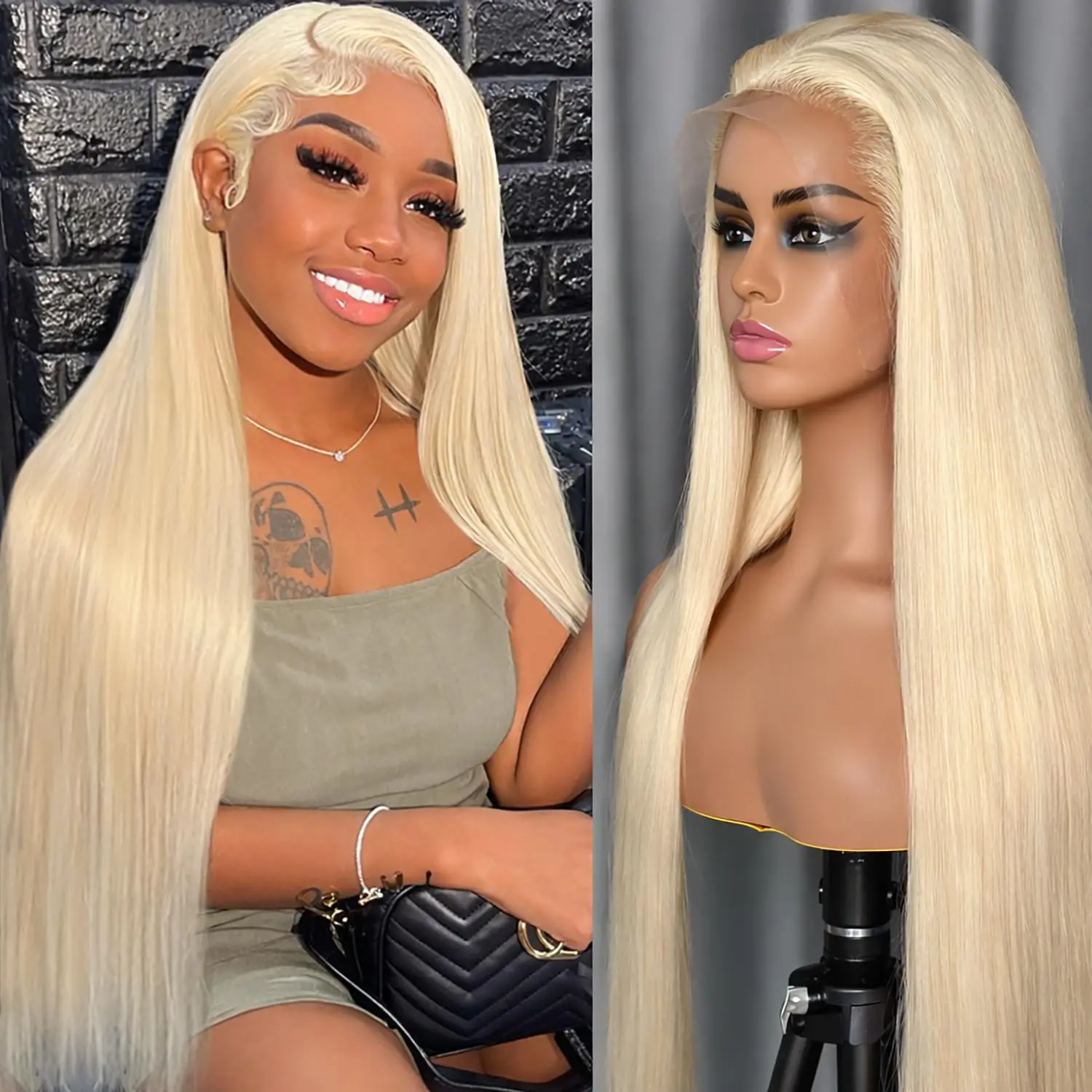 【30 Inch Only $70】613 Blonde 13x6 Lace Front Wig Human Hair 13x6 Straight HD Transparent Lace Wig Pre Plucked 180% Brazilian Virgin Human Hair Wigs for Women