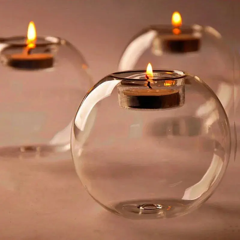 Floating Glass Tealight Holder | Round Candle Vase