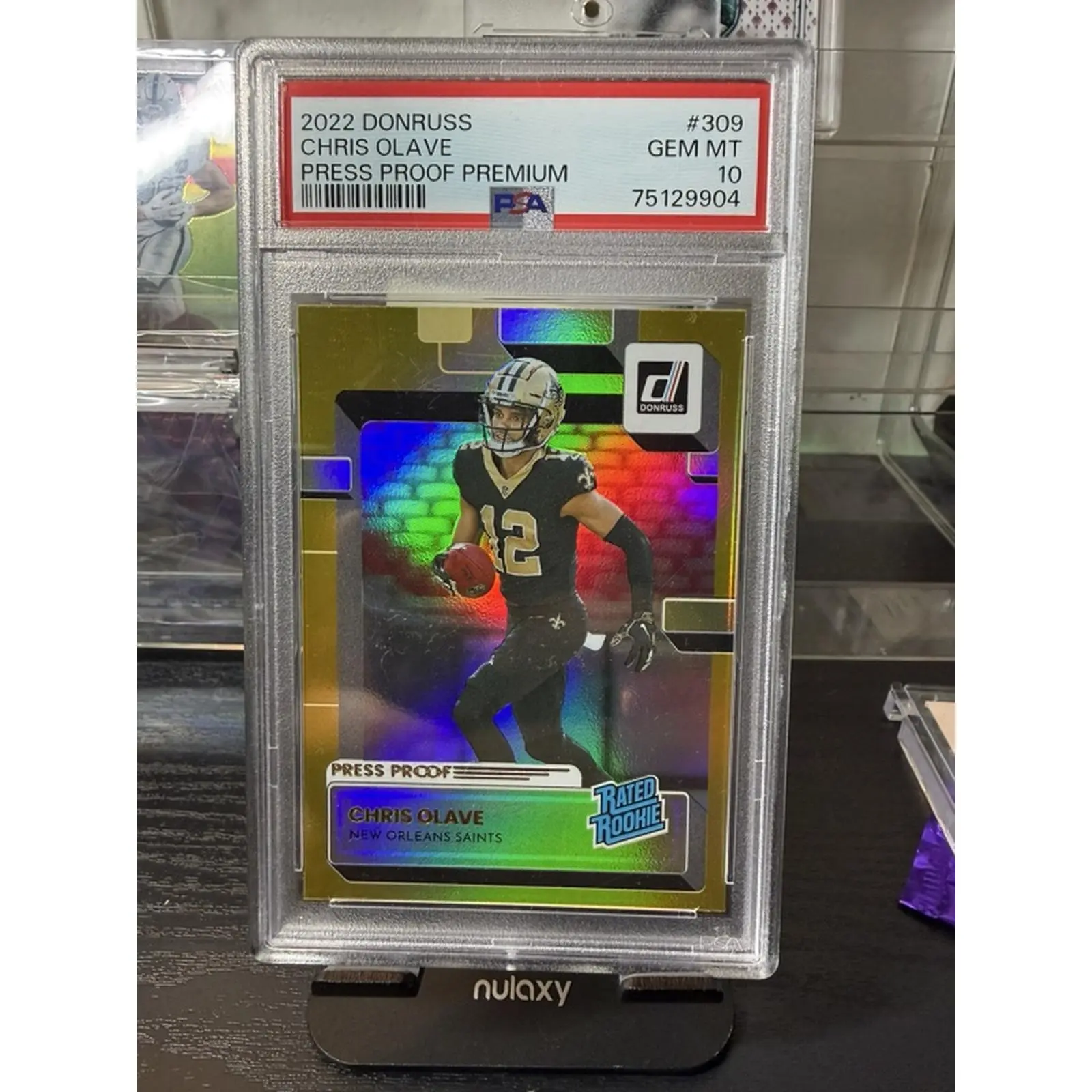Donruss 2022 Chris Olave Press Proof Premium PSA 10 Gold Rated Rookie Card #309 Gem MT