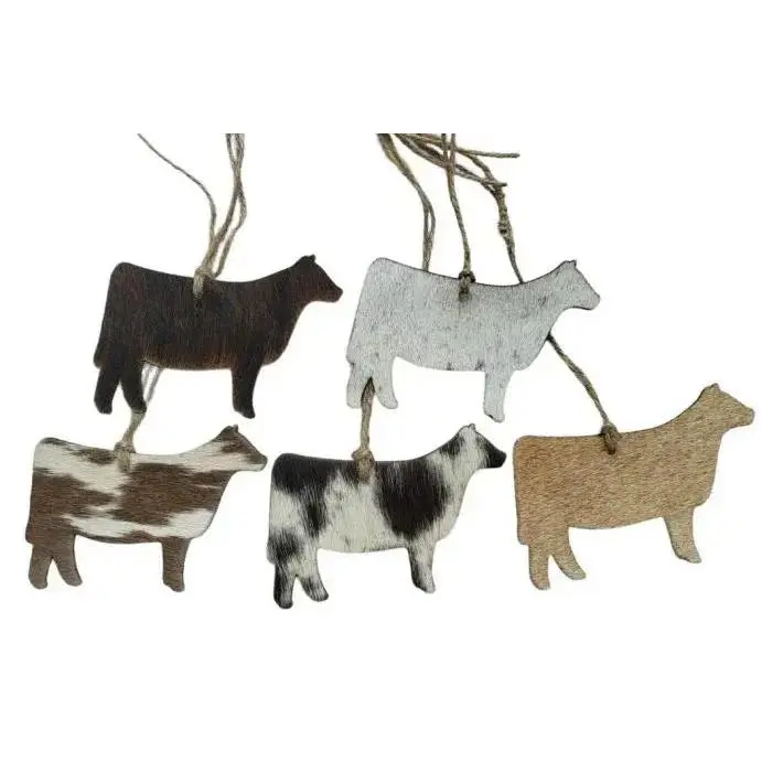 Cowhide Western Leather Christmas Ornament - Cow - Sold Individually