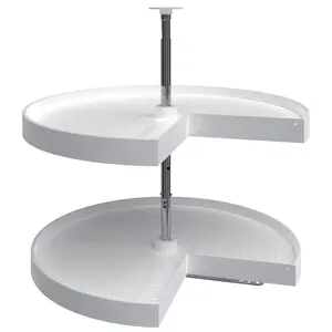 Rev-A-Shelf 28 Inch Lazy Susan Pie-Cut Polymer 2-Shelf, White, LD-2942-28-11-1