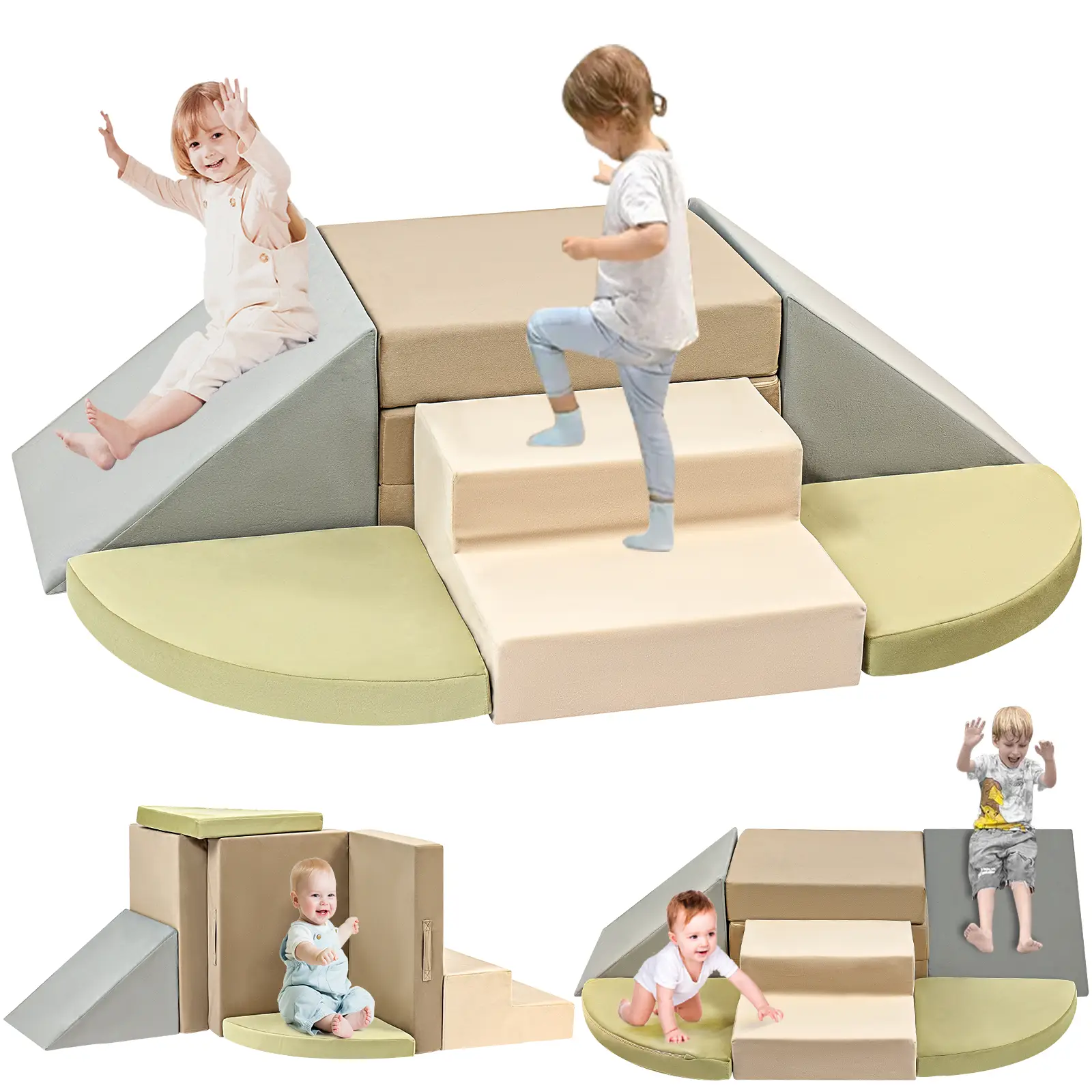 (dealsforyoudays) 6-Piece Toddler Foam Climbing Toys Indoor,Soft Play Baby Climbing Blocks for Crawling and Sliding,Safe Climbing Play Set Indoor Gym