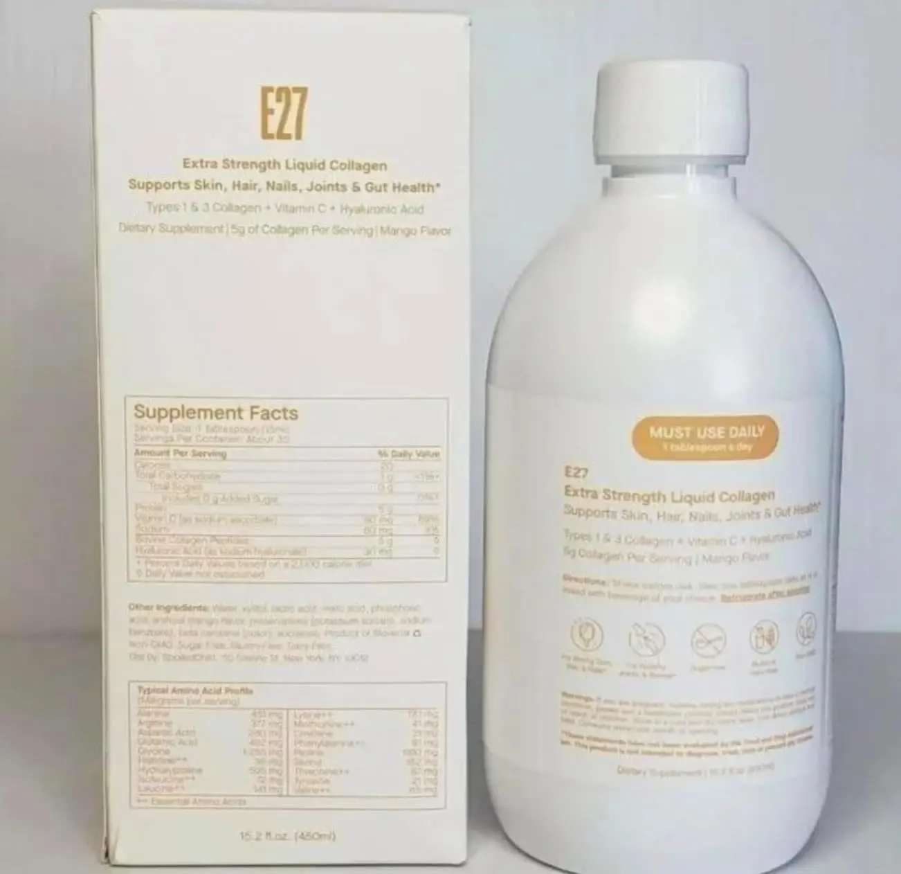 SpoiledChild E27 Extra Strength Liquid Collagen 450 ml -15.2 FL Oz Pineapple Flavor