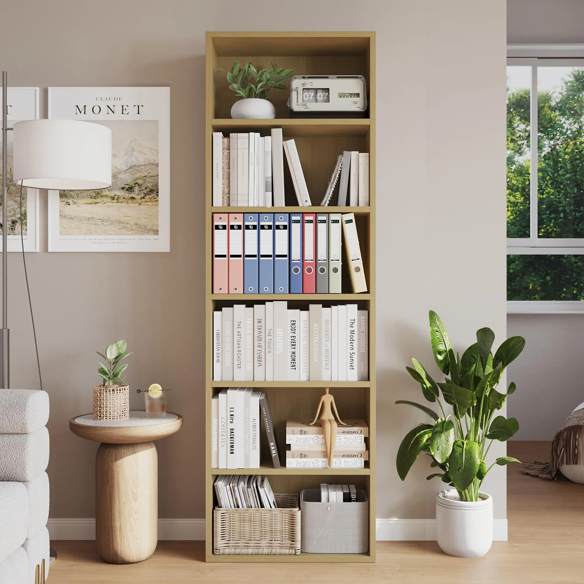6-Tier Bookcase with Anti-Tip Kit, Heavy-Duty Rustic Storage Shelf, Industrial Farmhouse Bookshelf Organizer for Home Office, Living Room, Bedroom & Library, Open Display Book Shelf for Books, Decor and Essentials