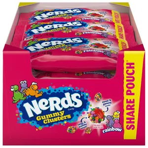 Nerds Gummy Clusters Sweet Snack, Rainbow Flavor, 3 oz Pouches (Pack of 12) - Fruit & Chewy Candy Variety Gummy Candy
