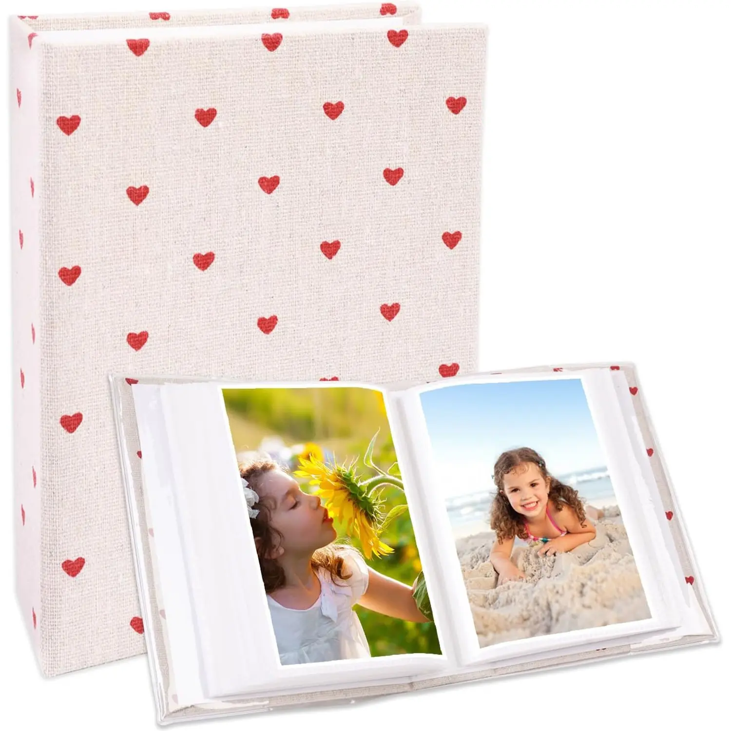 Linseed Heart Photo Album, Picture Album, Decor, Travel Scrapbook Album, 4x6 Inch Small Album, Cute Heart Cover, Romantic Heart Shape, Perfect Wedding Gift, Travel, Anniversary Gift