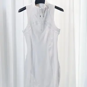 Summer Solid Color Naked Feeling Yoga Tennis Skirt, Elastic Quick-Dry Golf Sports Stand Collar Slim Fit Bodycon Dress, Tennis Athletic Dress