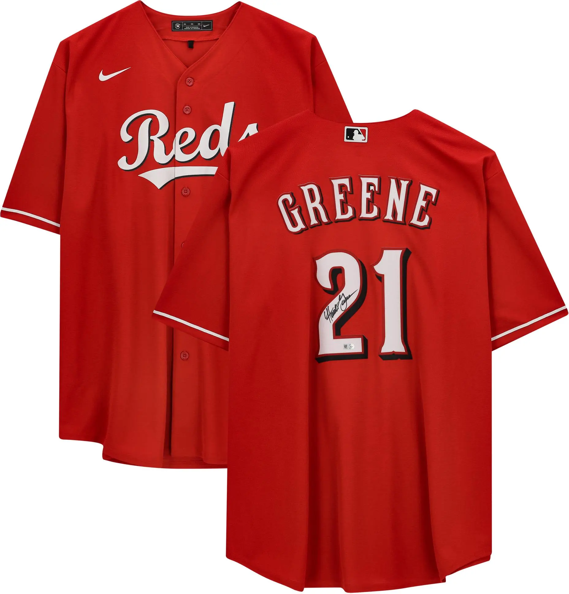 Hunter Greene Cincinnati Reds Autographed Scarlet Nike Replica Jersey - Fanatics Authentic Certified