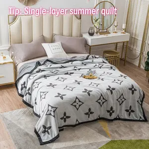 1pc Milk Fleece Embroidered Single Layer Throw Blanket, Soft and Comfortable, Suitable for Sofa and Bed, Perfect Gift, Soft Comfy Blanket