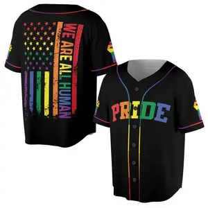 🌈We Are Human Rainbow Pride Month LGBT Team Unisex Baseball Jersey, Gift of Pride, Equality Gifts