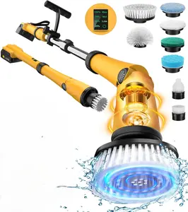 Cordless Electric Multi-Surface Scrubber 9 in 1 Electric Spin Scrubber with Interchangeable Brushes | Golden & White Color | IPX7 Waterproof for Deep Cleaning Versatile Home Cleaning Tool