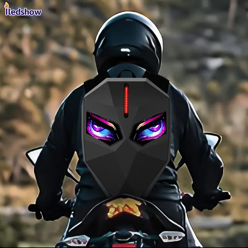 Evil Eye Lightweight Waterproof Tactical Backpack - Polycarbonate Hard Shell, TPU Material, Programmable LED Luminous Display, Anti-Theft, Ergonomic Design for Night Motorcycle Riders, Lightweight Waterproof Backpack, Backpacks