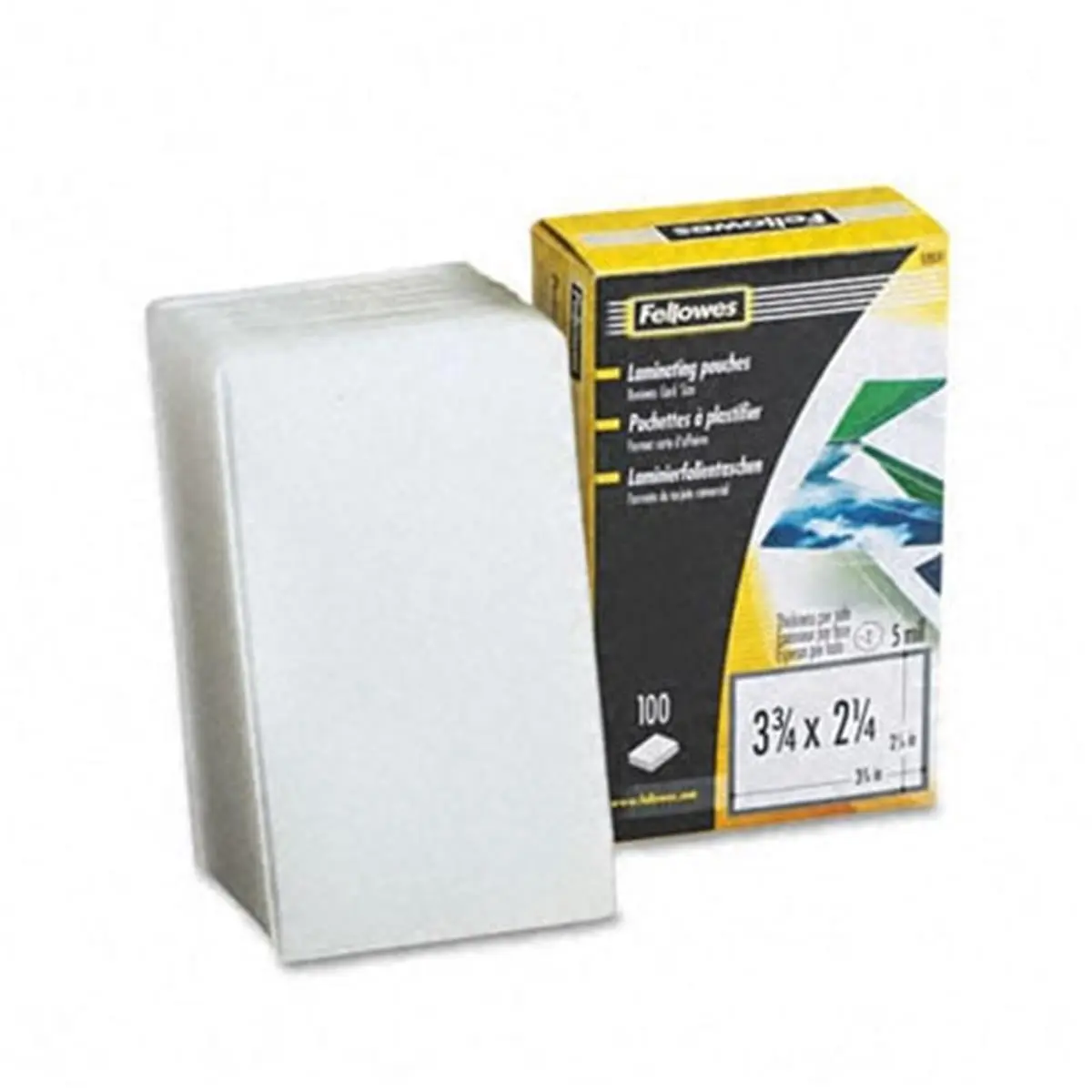 Fellowes Laminating Pouches - 5 Mil, 2-1/4 x 3-3/4 in, 100 Pack - Office Equipment Parts Compatible with All Laminators for Document Protection, Protect Docs