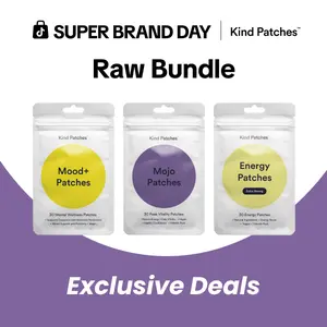 Kind Patches RAW Bundle: 30 Mental Wellness Patches + 30 Peek Vitality Patches + 30 Energy Patches, Mood Support, Natural/Daily Vitality Support , Health Confidence, Natural Ingredient, Caffeine and Red Ginseng, Vegan