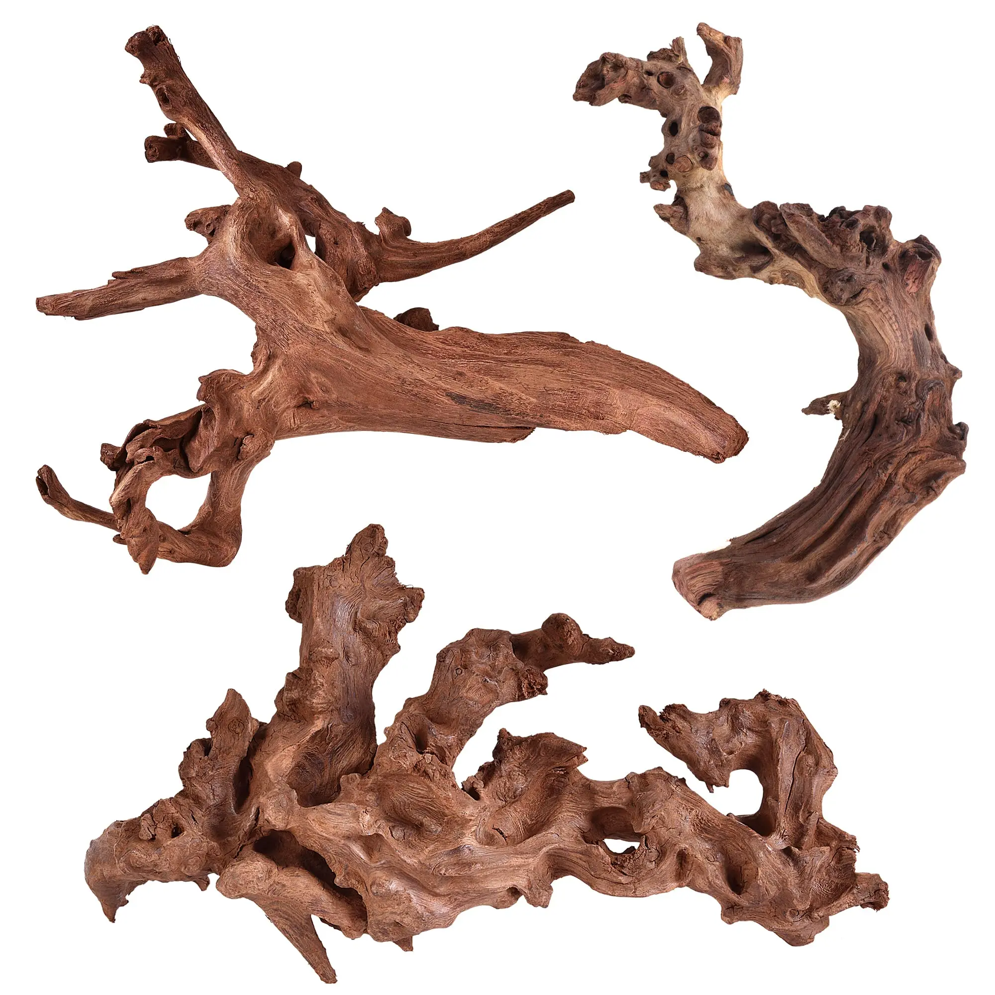 Natural Driftwood Aquarium Ornaments - 3-Piece, 6-10 in Classic Style, Durable & Long-Lasting Aquarium Supplies with Unique Shapes for Fish Tanks, Boosts Natural Beauty