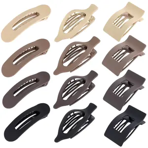 Women's 12PCS Small Flat Square Claw Clips - Matte Neutral Aesthetic, Flat Back, No-Crease for Thick & Thin Hair, Easy Hairstyles TikTok Everyday Hair Accessories