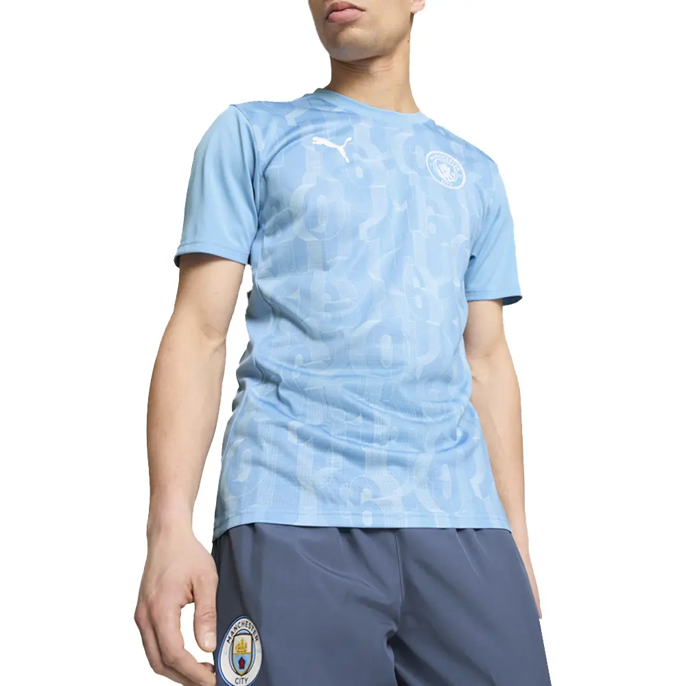 PUMA Mens Manchester City F.C. Pre Match Short Sleeve Jersey Casual - Blue
