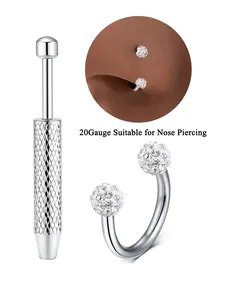 20Gauge Sparkly Clay Ball Horseshoe Nose Ring, 8mm 10mm Hoops for Cartilage Earrings Tragus Helix Piercing Jewelry Lip Rings Hypoallergenic Stainless Steel Trendy U - Shaped Piercing Jewelry, Rhinestone Nose Ring, Body Piercing Jewelry