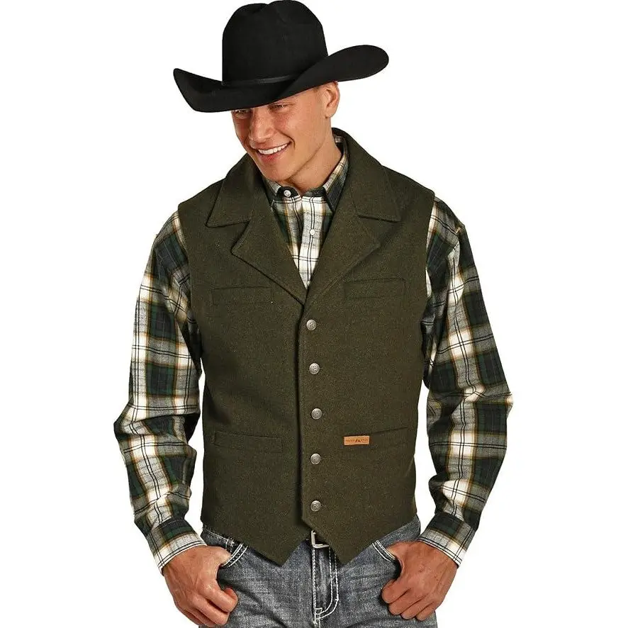 Powder River Outfitters Men's Solid Montana Olive Vest 98-1176-31