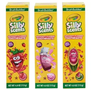 Toothpaste Crayola Silly Scent Anticavity with Flouride - Set of 3 - Flavors: Strawberry, Bubble Gum, Watermelon, fun for kids, toddlers and youths