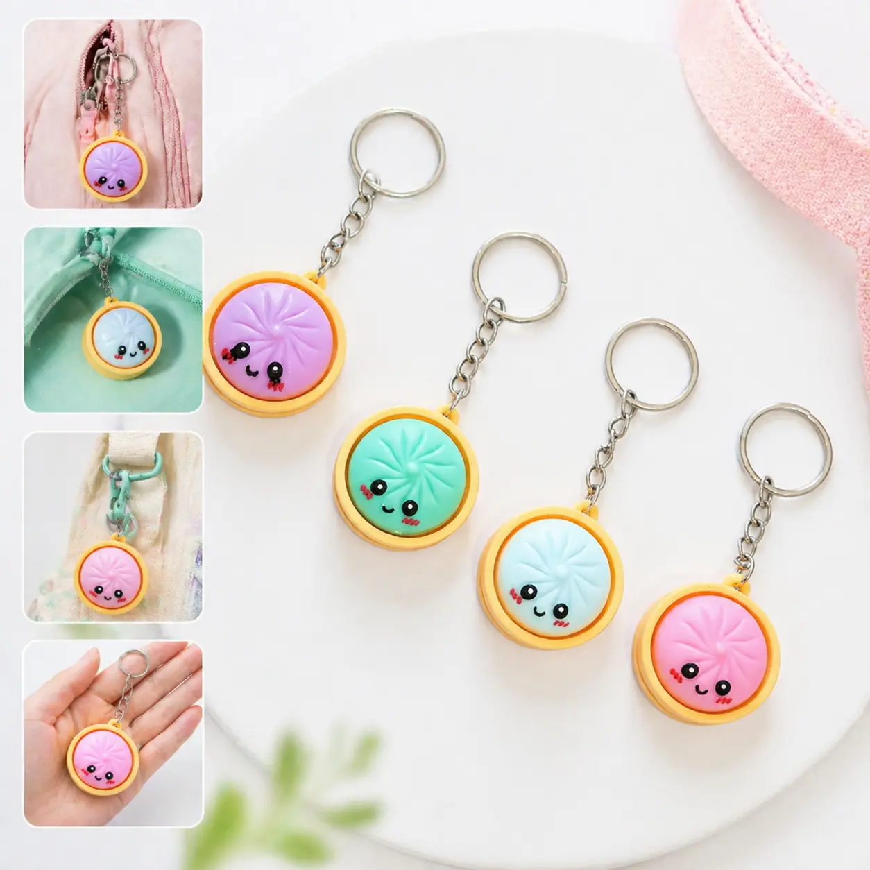 Cute Mini Dumpling Keychain – Adorable Cartoon Pendant for Backpacks, Keys & Bags, Kids & Gift & Durable Key Accessories
