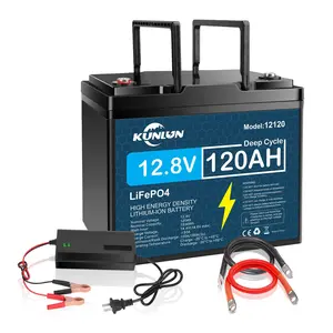 12V 120Ah Lithium LiFePO4 RV Battery, Max. 15000 Deep Cycle Lithium Iron Phosphate Rechargeable Battery Perfect for Camper, Van, Travel, Trailer, Trolling Motor  fishing equipment for men