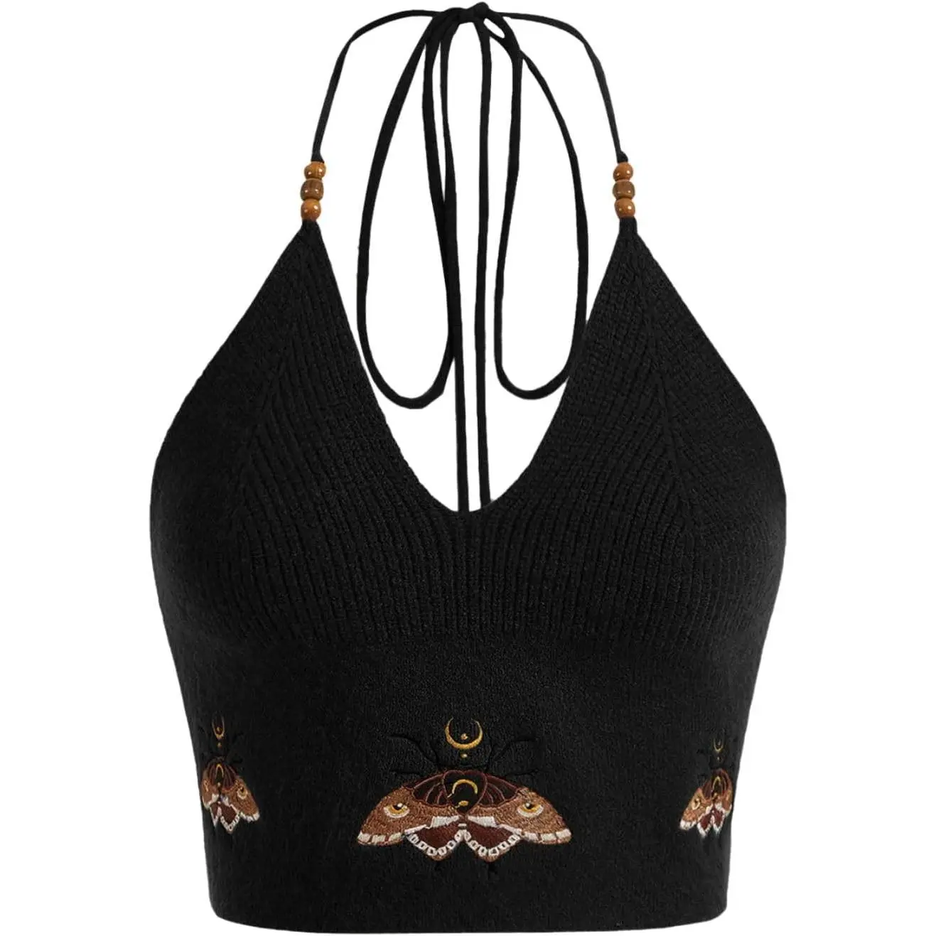 Women's Slim-Fitting Gothic Sleeveless Crop Halter Top - Crochet Tie-Back Backless Vest, Womenswear Camisole Alternative for Casual Styling
