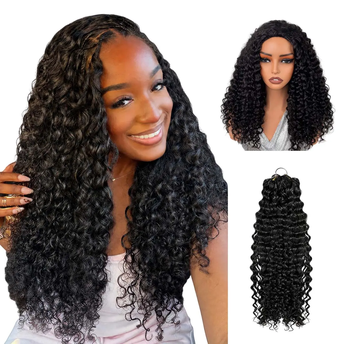 OQ HAIR Hybrid Install 1pcs Crochet Human Hair & 180% Density Half Wig Duo Value Pack for Quick Easy Braid Hairstyles Summer Cool Kit