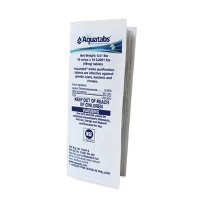 Aquatabs 49mg Water Purification Tablets (100 Pack). Water Filtration System for Hiking, Backpacking, Camping, Emergencies, Survival.
