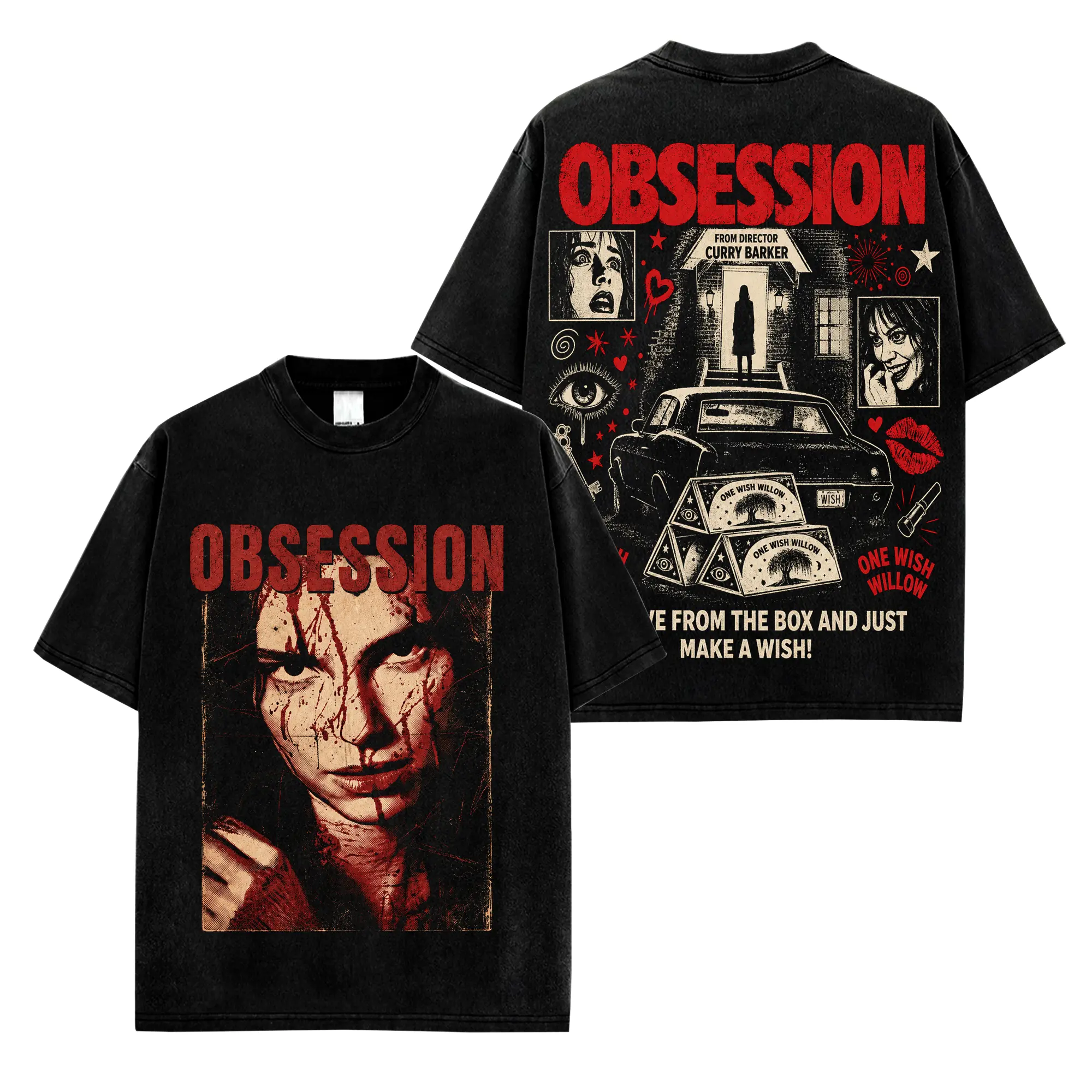 Obsession Dark Movie Shirt, Gothic Horror Thriller Tee, Vintage Film Graphic T-Shirt, One Wish Willow Inspired Fan Gift, Retro Distressed Apparel