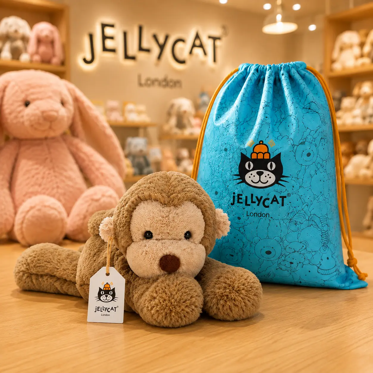 Jellycat Smudge Monkey Plush – Adorable Soft Cuddly Monkey Stuffed Animal, Ships from USA, Free Gift Bag Included