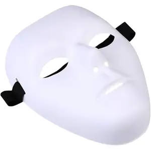 Adult Blank White Male Full Mask Plain Thick Plastic Masquerade Face Masks Cosplay Halloween Costume