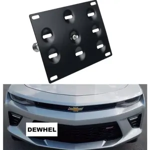 Front Bumper Tow Hook License Plate Mount Bracket Holder Bolt On No Drill Hole Aluminum Performance for 16-Up 6th Gen Chevrolet Camaro 2016 2017