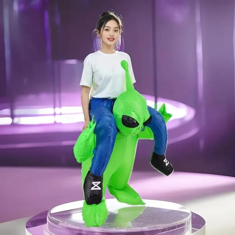 Inflatable Alien & Shark Costume Set for Adults - Cool Polyester Cosplay Outfit, Battery/USB Powered, Perfect for Halloween & Christmas Parties