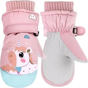 Waterproof Ski Gloves with Warm Fleece Lining Unicorn Pattern Winter Snow Gloves for Skiing Hiking Snowboarding Cycling Outdoor Weather Gear
