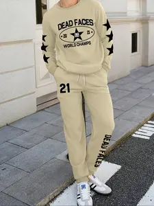 Men's pullover Sweatshirt And Sweatpants Set, Regular Fit Crew neck Sweatshirt, Personalized Printed Pattern, Fashion Casual Outfit , Men's Clothes for Fall Outfits & Winter Outfits, Suitable For Husband Or Boyfriend Gift, Street, Commute, Outdoor Use
