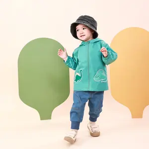 CICIIBEAR Kids' Polyester Windbreaker - Spring & Autumn Hooded Graphic Zip Windproof Coat, Dinosaur Print, Stylish Outfits for Boys & Girls (Wholesale New)