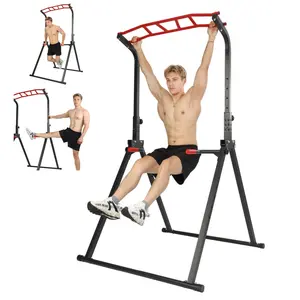 Lpxpass Foldable Power Tower Pull-Up Bar & Dip Station Adjustable Multifunctional Workout Equipment for Strength Training at Home or Outdoors with Triangular Leg Design
