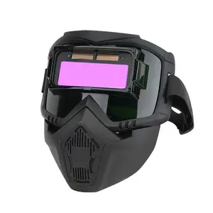 Head-mounted Harley automatic variable light welding mask anti-glare protective mask removable split mask survival shovel w goggles glove