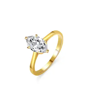 #20（Marquise cut）925 Sterling Silver Synthetic Moissanite Ring