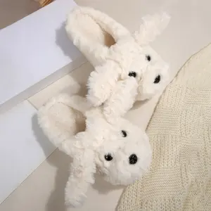 Women's Cartoon Dog Fluffy Slippers, Cozy Plush Animal Slippers for Women, Comfortable Warm Home Slippers