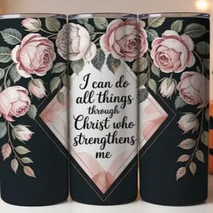 Through Christ | 20oz Skinny sublimation tumbler transfer print out (TRANSFER ONLY, NOT A FINISHED TUMBLER)