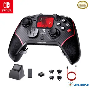 EVOTOP White Wireless Gaming Controller for Nintendo Switch/PC, Licensed by Nintendo, with Multi-Function LCD Touch Screen, Wired/Wireless Connection, Pro Controller with Charging Dock Included