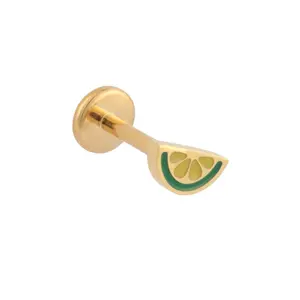 Lime Slice Enamel Flat Back Stud